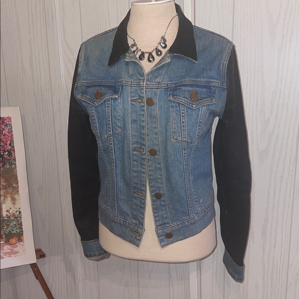 J BRAND PREMIUM DENIM JEAN JACKET BOWIE WAXED SLEEEVES SIZE Sm - Picture 1 of 8